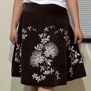 Talbots Brown Beaded Corduroy Skirt